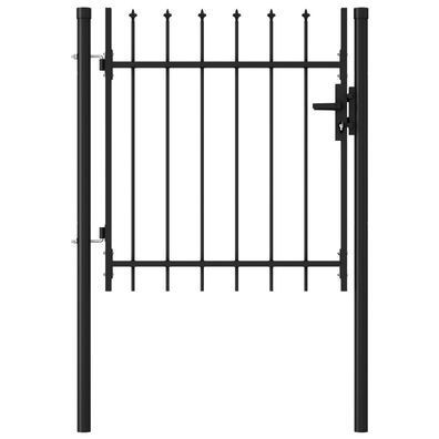 vidaXL Zauntor Einzelflügel mit Speerspitzen Stahl 1 x 1 m Schwarz