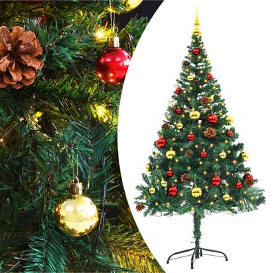 vidaXL Künstlicher Weihnachtsbaum mit Beleuchtung & Kugeln Grün 150 cm