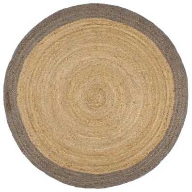 vidaXL Teppich Handgefertigt Jute mit Grauem Rand 180 cm