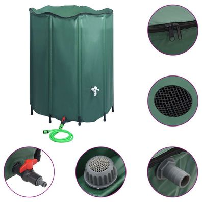 Knickbarer Wasserbehälter mit Wasserhahn und Wasserrohr 500L Regenwasser sammeln