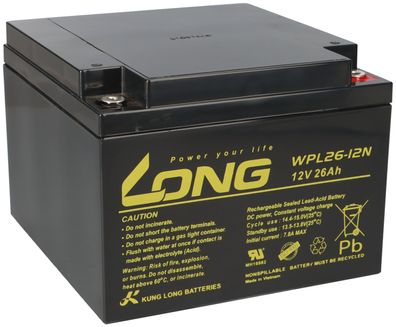 Kung Long WPL26-12N Pb Blei Akku 12V 26Ah longlife