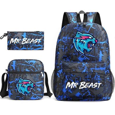 Mr Beast Lightning Cat Schultasche Rucksack Federmäppchen Umhängetasche Dreiteiliges