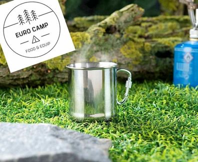 NEU 250ml Camping Outdoor Edelstahl Kaffee Becher Tee Tasse mit Karabiner Haken