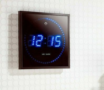 NEU LED Display Wanduhr Funk Uhr Büro Schule Arbeit blau beleuchtet Funkuhr NEW