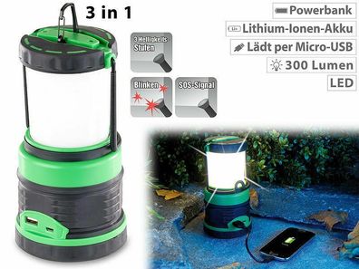 NEU für Camping LED Akku Laterne mit Powerbank Funktion Trekking Lampe Leuchte