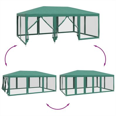 Partyzelt mit 10 Mesh-Seitenteilen Grün 6x4 m HDPE