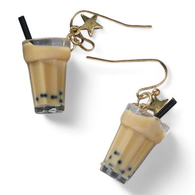 Lustige Bubble Tea Ohrringe. Kaffee Ohrhaken