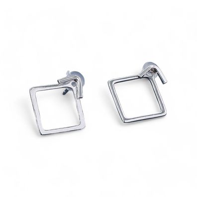 925 Sterling Silber minimalistische silberne Quadratohrringe geometrisches Design