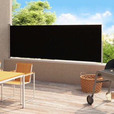Seitenmarkise Windschutz Ausziehbar 200x500 cm Schwarz
