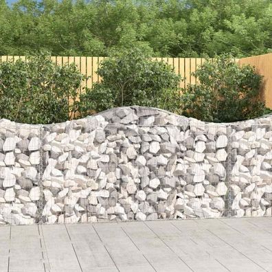 Gabionen mit Hochbogen 10Stk. 200x30x100/120cm Verzinktes Eisen