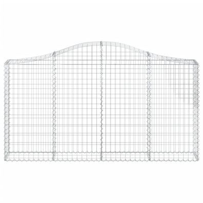 Gabionen mit Hochbogen 11Stk. 200x30x100/120cm Verzinktes Eisen