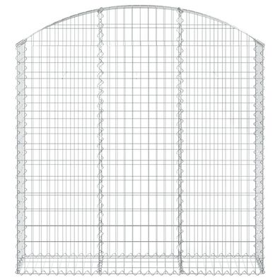 Gabione mit Hochbogen 150x30x140/160 cm Verzinktes Eisen