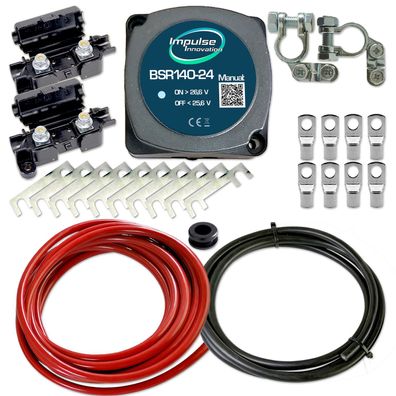 Zweitbatterieset BSR140-24 | Automatik Trennrelais 24V | 3,5m 10mm² Cu-Kabelsatz