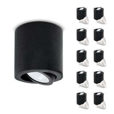 Aufbauspot OH36 Deckenleuchte RUND Farbe Schwarz Deckenstrahler Aluminium IP20 LED