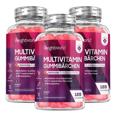 Multivitamin Gummibärchen - 120 Gummies mit 13 Vitaminen & Mineralstoffen-3 Flaschen