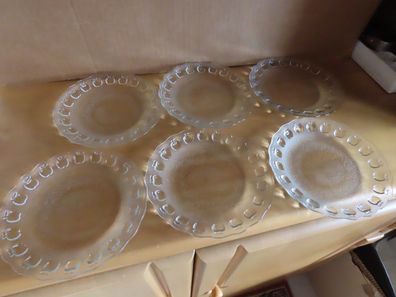Teller Dessertteller Kuchenteller klar Glas gewellter Rand -Relief Äpfel/6St