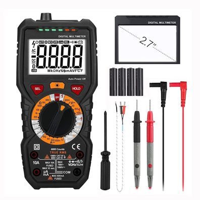 Digital Multimeter, 6000 Counts, True RMS, Temperatur, Durchgang, Hintergrundlicht