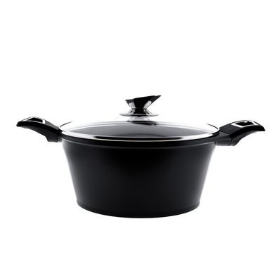 Kochtopf Kasserolle 24cm Kochgeschirr mit Antihaftbeschichtung Induktion schwarz