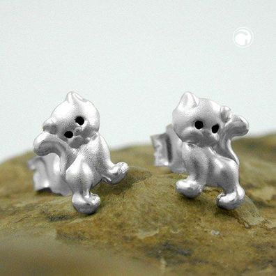 Ohrstecker Ohrring 6x5mm Kinderohrring Katze matt-glänzend Silber 925 Neuware Händler