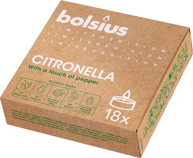 Bolsius Citronella Teelichter – 18er Pack Duftkerzen für drinnen & draußen
