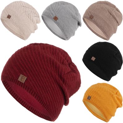 Faera Wintermütze warm gefüttert Fleece-Futter Winter Mütze Strick-Mütze Beanie-Mü