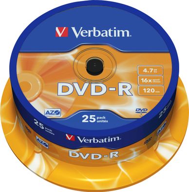 Verbatim DVD-R 4.7GB/120Min/16x Cakebox (25 Disc)