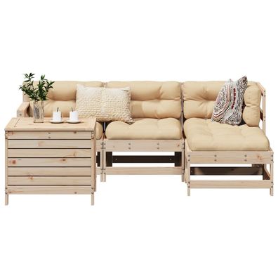 vidaXL 5-tlg. Garten-Sofagarnitur Massivholz Kiefer
