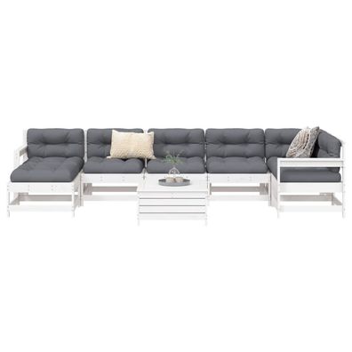 vidaXL 8-tlg. Garten-Sofagarnitur Weiß Massivholz Kiefer