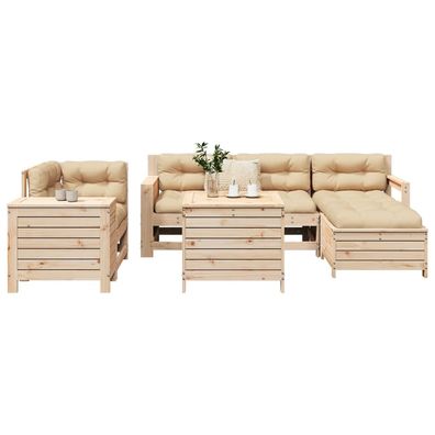 vidaXL 7-tlg. Garten-Sofagarnitur Massivholz Kiefer