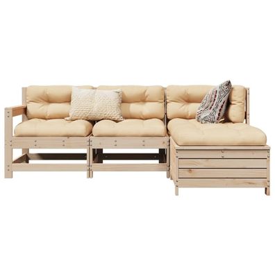 vidaXL 4-tlg. Garten-Sofagarnitur Massivholz Kiefer