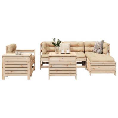 vidaXL 7-tlg. Garten-Sofagarnitur Massivholz Kiefer