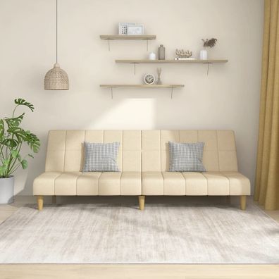 vidaXL Schlafsofa 2-Sitzer Creme Stoff