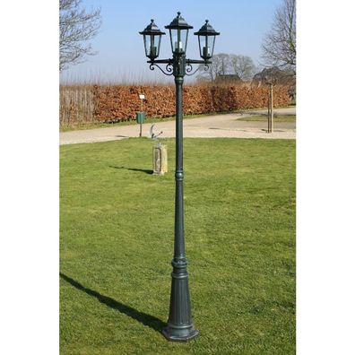 Gartenlaterne mit 3 Laternenkörpern 215 cm Weiß und Dunkelgrün Aluminium