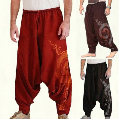 Herren Yoga Hose Bohemia Style Plissee Oversized Special Haremshose