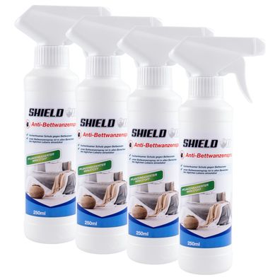 ShieldOn Anti-Bettwanzenspray 4x 250 ml - hochwirksamer Schutz gegen Bettwanzen