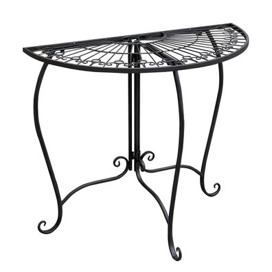 Metall Gartentisch halbrund schwarz 80 x 71cm - Vintage Wand Balkon Blumen Tisch