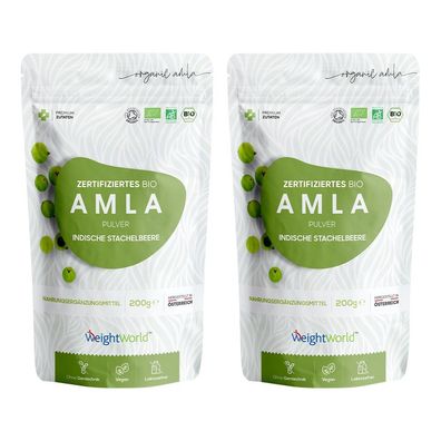 Bio Amla Beeren Pulver - 200g Indische Stachelbeere - Bio Zertifiziert - 2 Pack