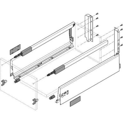 blum Tandembox antaro SET Höhe D-Reling (K) Blumotion M 30kg Nennlänge 450mm grau R