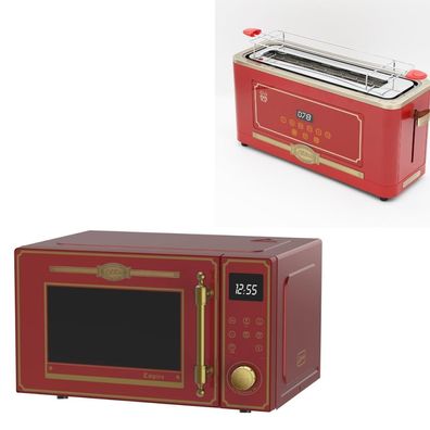 Kaiser Empire M 2530 RotEm Retro Mikrowelle 25L+ Retro-Toaster T 4000 RotEm