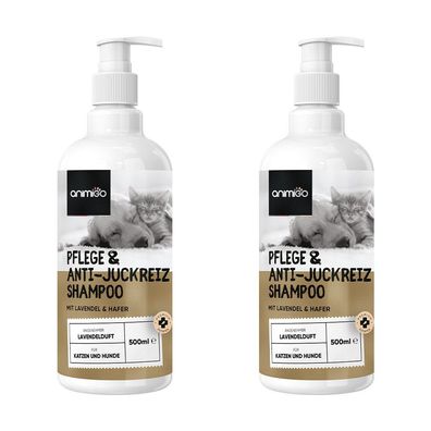 animigo Hundeshampoo - 500ml Pflege & Anti-Juckreiz Shampoo - 2 Pack