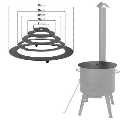 Adapter - Ringe für Eintopfofen 48-52 cm Utschak Herdplatte für Feuerkessel Kasan