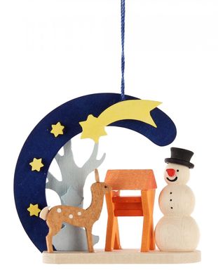 Baumbehang Behang Schneemann mit Reh H=7cm NEU Christbaumschmuck Weihnachtsbaum