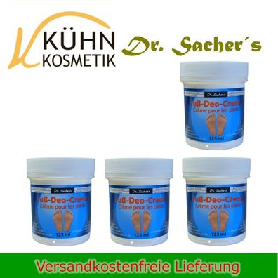 4 Dosen / Tiegel Fuß Deo Creme 125ml von Dr. Sachers