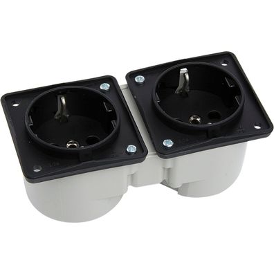 Berker Integro Doppelsteckdose schwarz ohne Rahmen ()