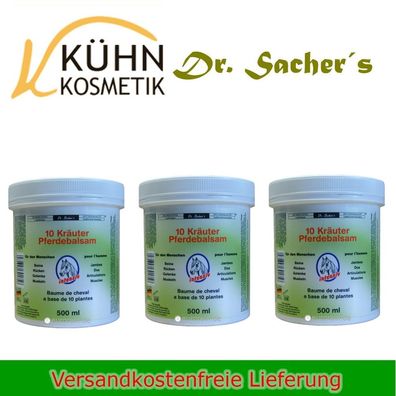 3 Dosen / Tiegel 10 Kräuter Pferdebalsam 500 ml von Dr. Sachers