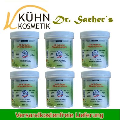 6 Dosen / Tiegel 10 Kräuter Pferdebalsam 500 ml von Dr. Sachers