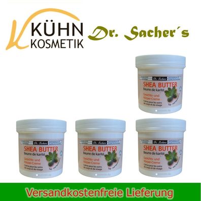 4 Dosen / Tiegel Shea Butter Creme 250ml von Dr. Sachers