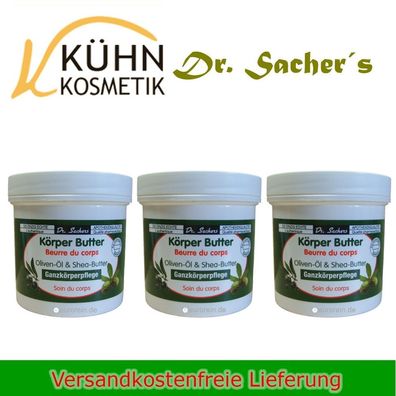 3 Dosen / Tiegel Körper Butter 250 ml von Dr. Sachers