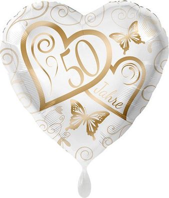 Folienballon Goldene Hochzeit Herz ca. 71 cm ungefüllt Ballongas geeignet