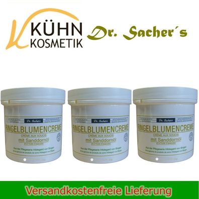 3 Dosen / Tiegel Ringelblumen Creme mit Sanddorn-Öl 250 ml von Dr. Sachers